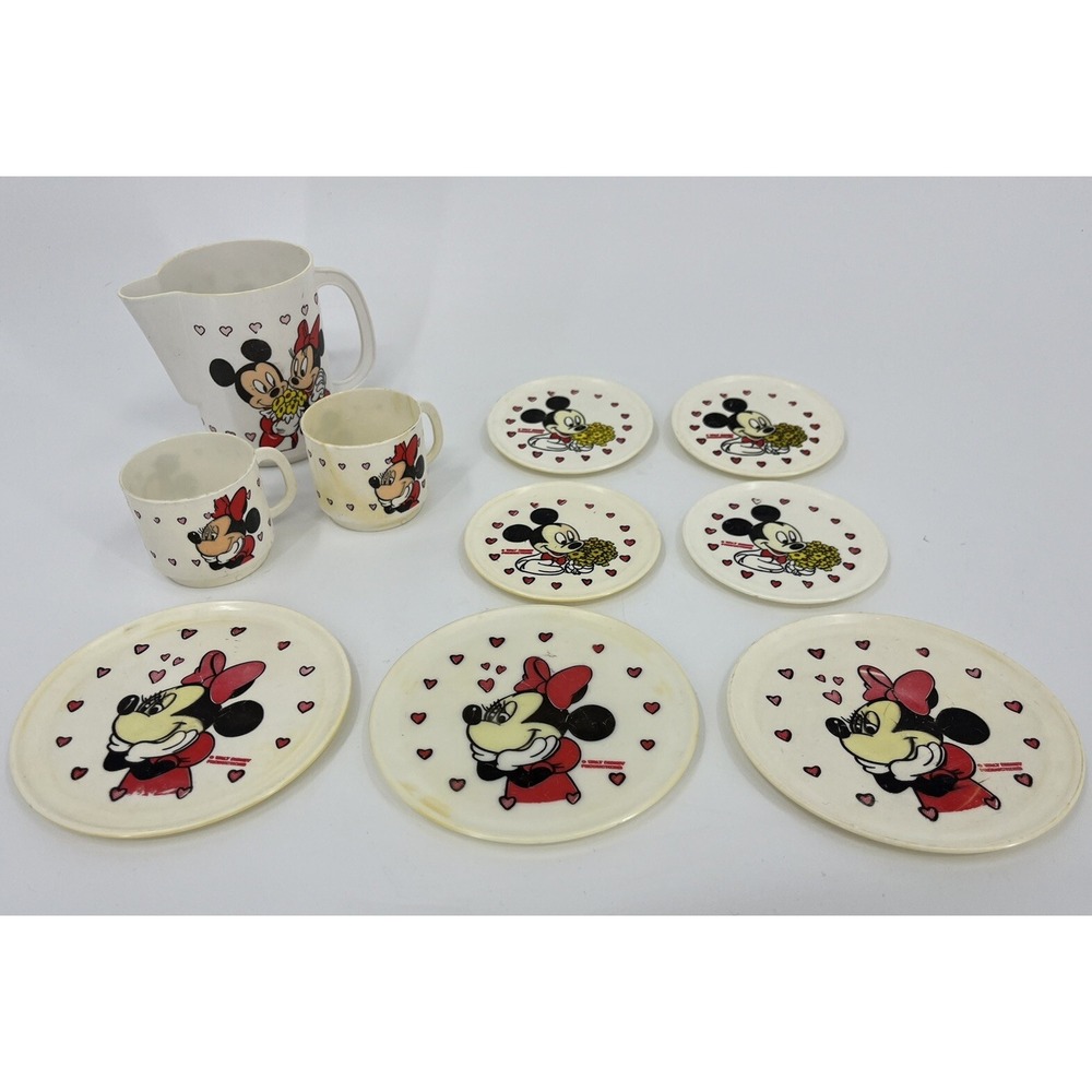 Vintage Children's Plastic Mickey Mouse Tea Set Italy HG Industries Disney